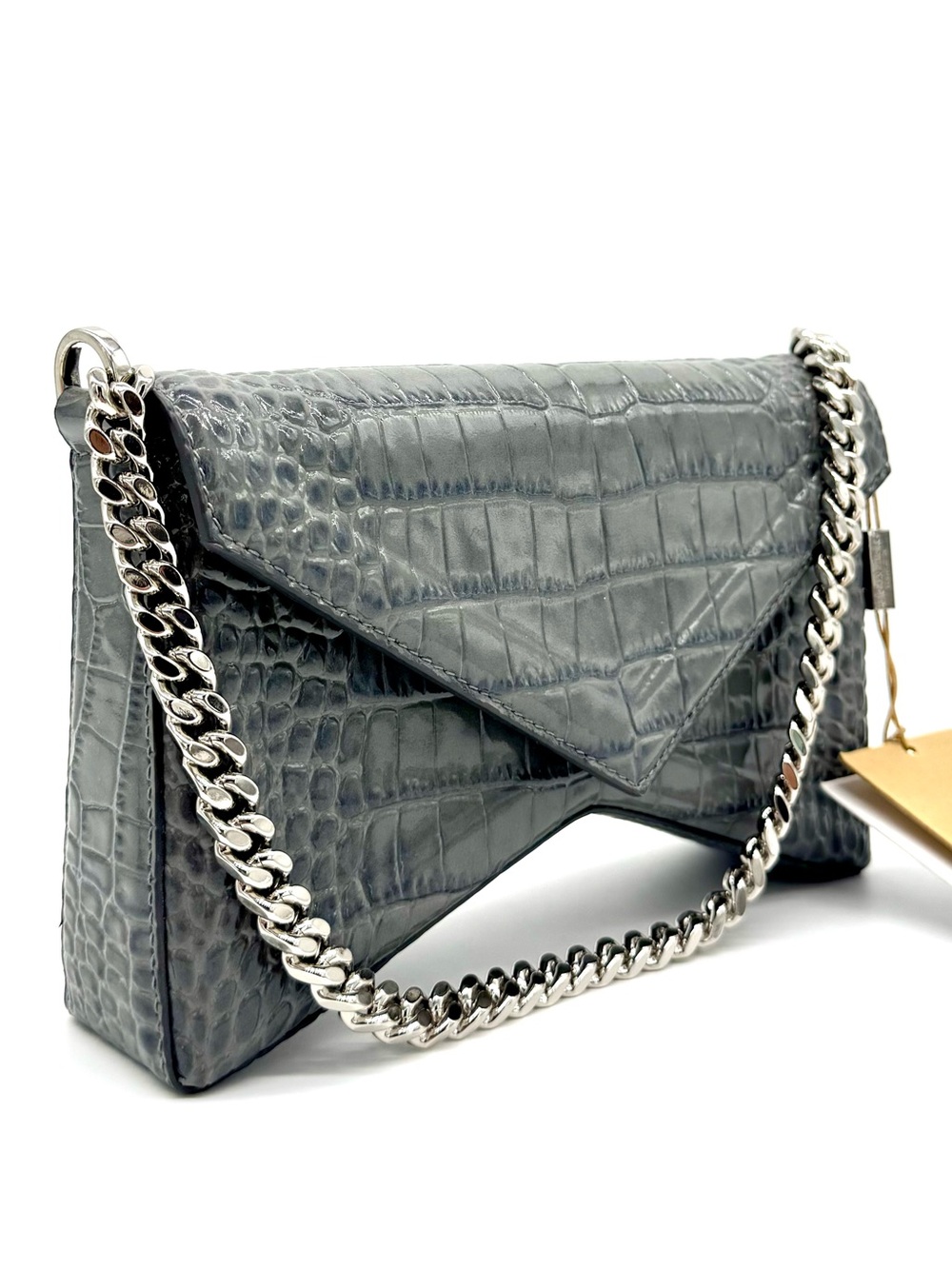 Michael Kors Collection Manhattan Medium Crocodile Embossed Patent Leather Bag